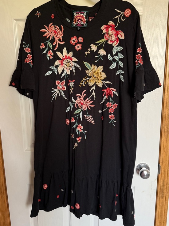Johnny Was Dresses & Skirts - Johnny Was Black Floral Embroidered Mini Dress